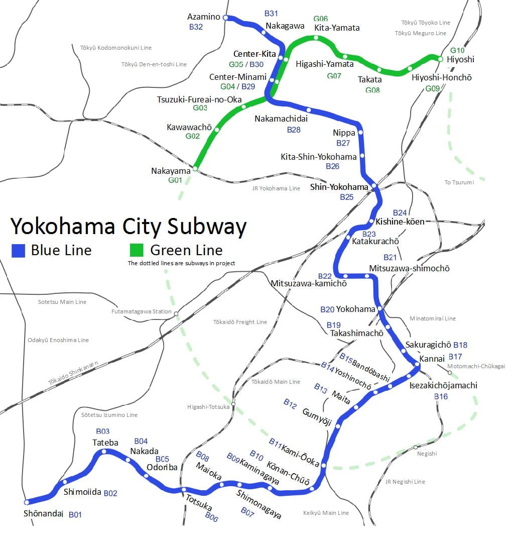 Metro Yokohama xəritə